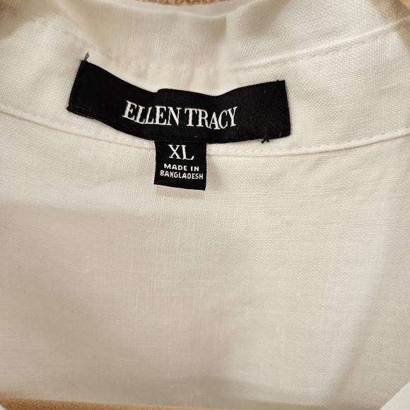 NWT - Linen Ellen Tracy White Button Down Shirt - Size XL - Picture 7 of 12